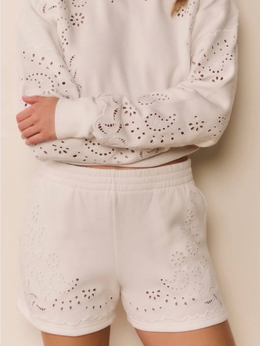 Loveshackfancy ABRAH BANDANA EYELET FLEECE SHORTS